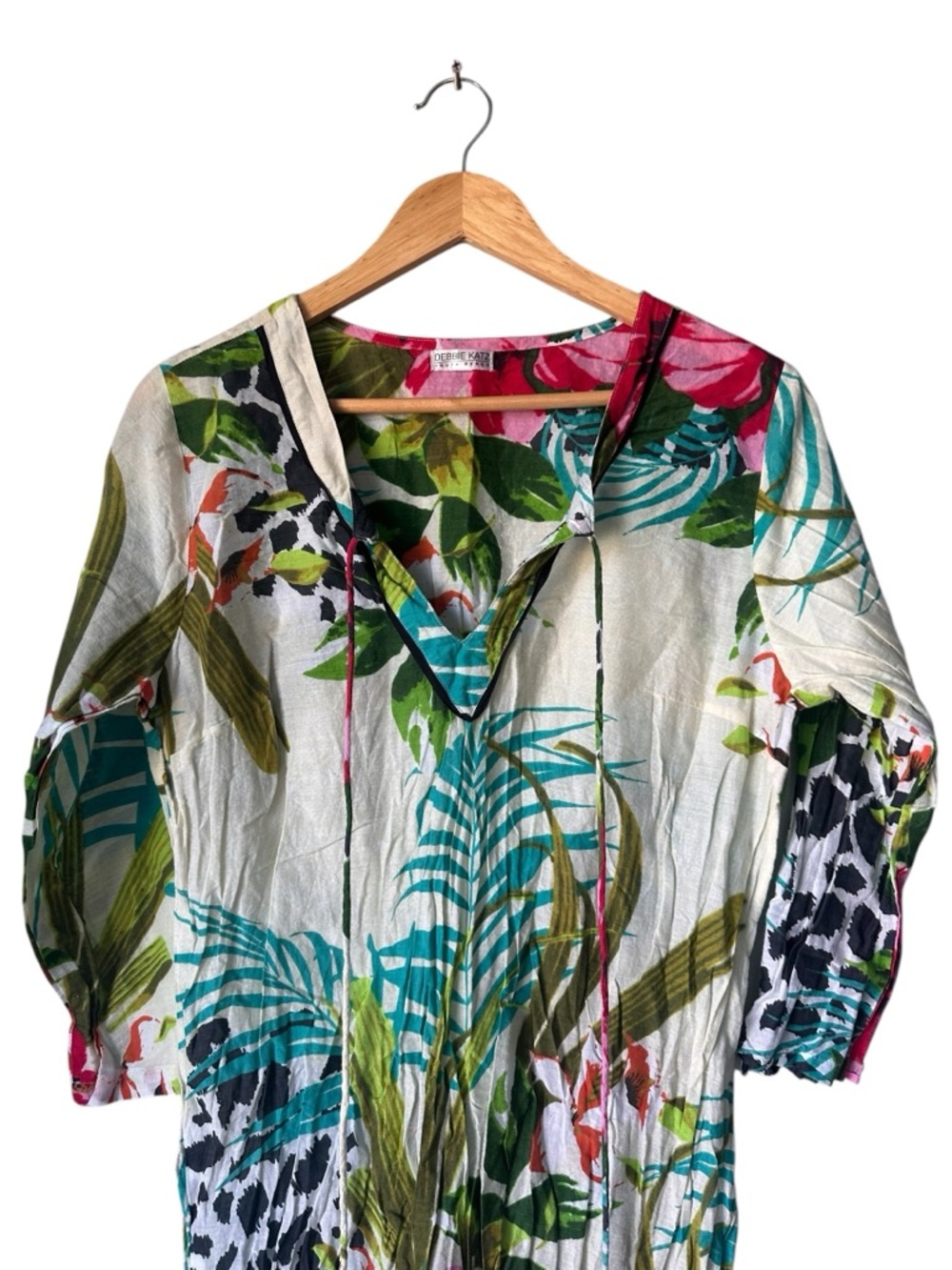 Debbie Katz South Beach Floral Swim Coverup in Pink, Green & White, Medium - Picture 6 of 10